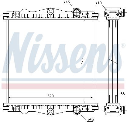 NISSENS Aluminium, 523 x 529 x 58 mm, without frame, Brazed cooling fins Radiator 614450 buy