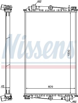 NISSENS Aluminium, 1000 x 609 x 48 mm, without frame, Brazed cooling fins Radiator 614460 buy
