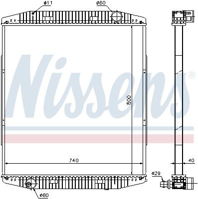 NISSENS Aluminium, 800 x 740 x 40 mm, without frame, Brazed cooling fins Radiator 619730 buy