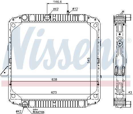 NISSENS Aluminium, 545 x 623 x 43 mm, with frame, Brazed cooling fins Radiator 62564 buy