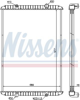 NISSENS 637750 Engine radiator Aluminium, 977 x 689 x 48 mm, without frame, Brazed cooling fins