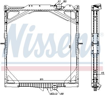 376774791 NISSENS Aluminium, 900 x 870 x 48 mm, with frame, Brazed cooling fins Radiator 65462A buy