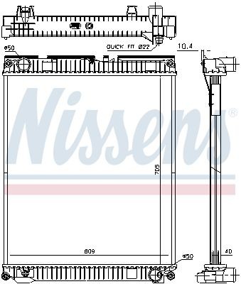 376730621 NISSENS Aluminium, 705 x 610 x 40 mm, without frame, Brazed cooling fins Radiator 67227 buy