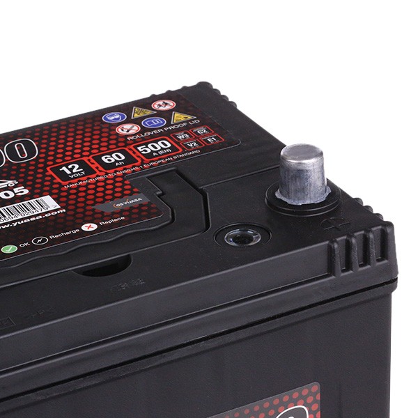 YUASA YBX3005 YBX3000 Batterie 12V 60Ah 500A mit Handgriffen, mit  Ladezustandsanzeige, Bleiakkumulator