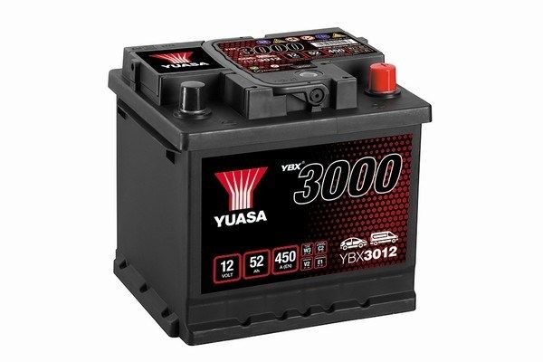 YUASA YBX3012 YBX3000 Batterie 12V 52Ah 450A mit Handgriffen, mit  Ladezustandsanzeige, Bleiakkumulator