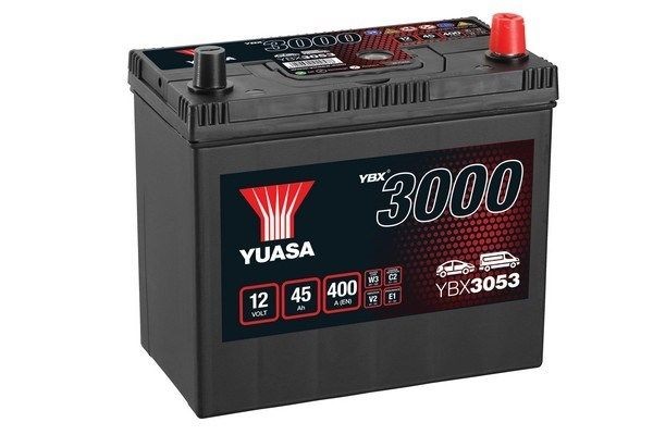 YUASA YBX3000 YBX3053 Battery 12V 45Ah 400A B24 with handles, with load status display, Lead-acid battery
