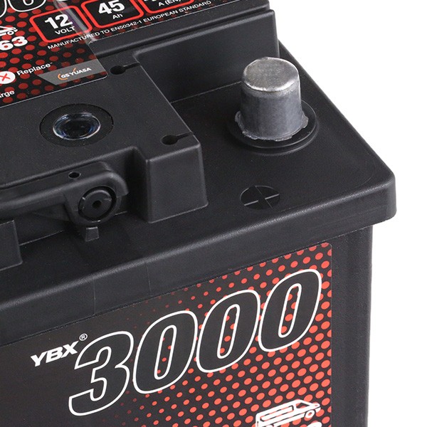 YBX3063 YUASA 54465 YBX3000 Batterie 12V 45Ah 440A avec poignets, avec  témoin de niveau de charge, Batterie au plomb
