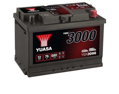 YUASA YBX3096 YBX3000 Batterie 12V 76Ah 680A mit Handgriffen, mit  Ladezustandsanzeige, Bleiakkumulator