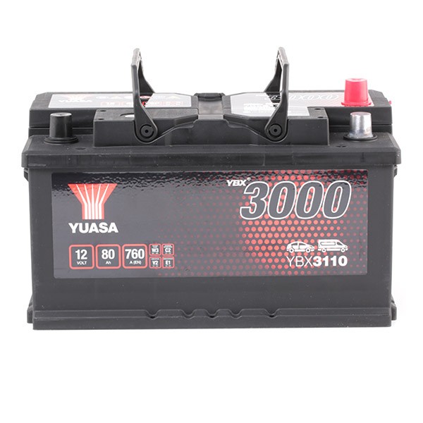 YUASA YBX3110 YBX3000 Batterie 12V 80Ah 760A mit Handgriffen, mit  Ladezustandsanzeige, Bleiakkumulator