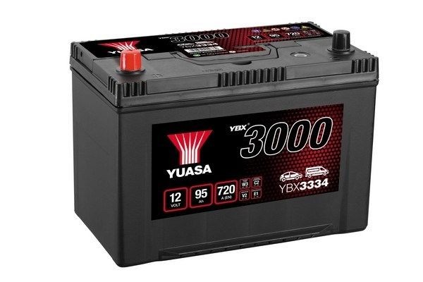 YUASA YBX3000 YBX3334 Battery 12V 95Ah 720A D31 with handles, with load status display, Lead-acid battery