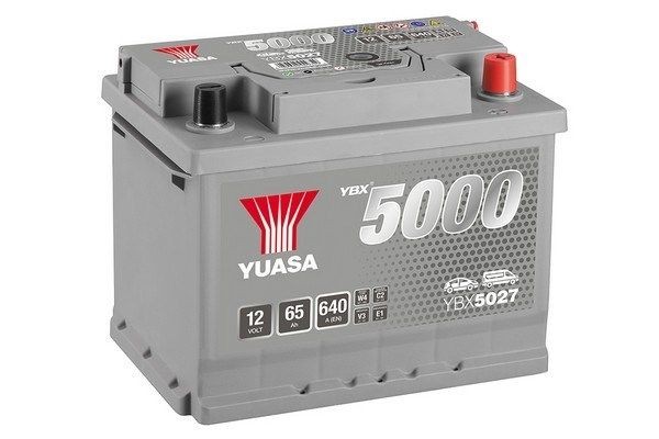 Stop start battery YUASA YBX5000 12V 65Ah 640A with handles, with load status display, Lead-acid battery - YBX5027