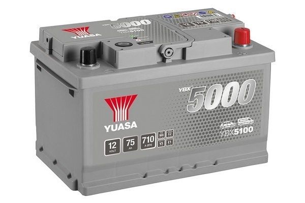 YBX5100 Accumulator battery YBX5100 YUASA 12V 75Ah 710A with handles, with load status display, Lead-acid battery