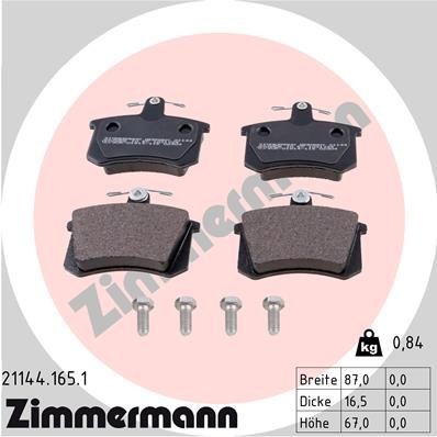 21144.165.1 Set of brake pads 20668 ZIMMERMANN with bolts/screws, Photo corresponds to scope of supply