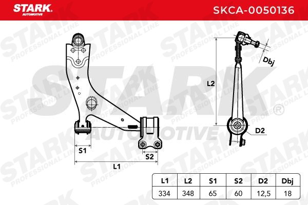 SKCA-0050136 STARK Control arm FORD Front Axle Left, Control Arm, Cone Size: 21 mm