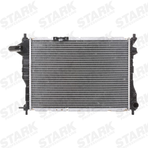 Engine radiator STARK Aluminium, Plastic, for vehicles with/without air conditioning, Manual Transmission - SKRD-0120038
