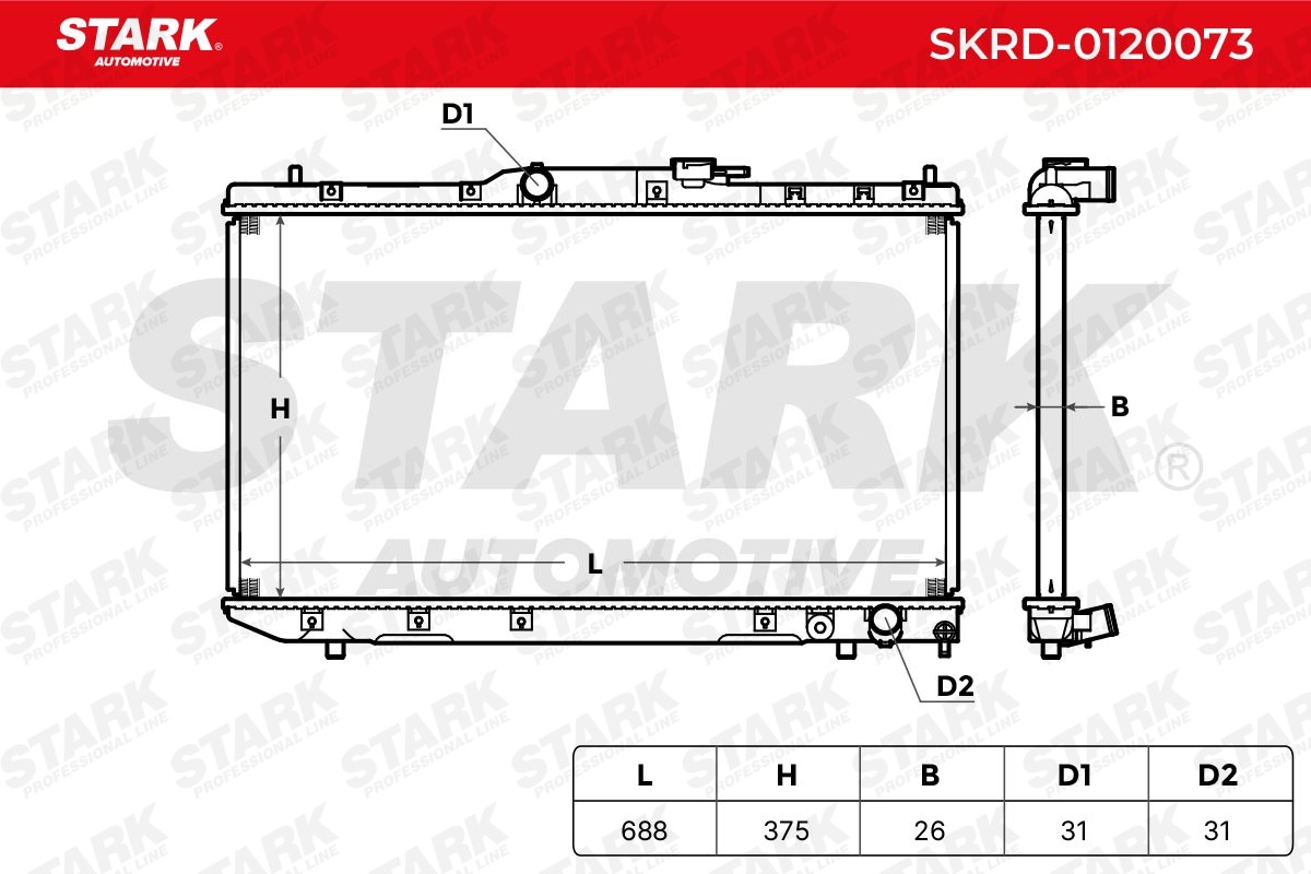 STARK Radiator, engine cooling SKRD-0120073 for TOYOTA AVENSIS