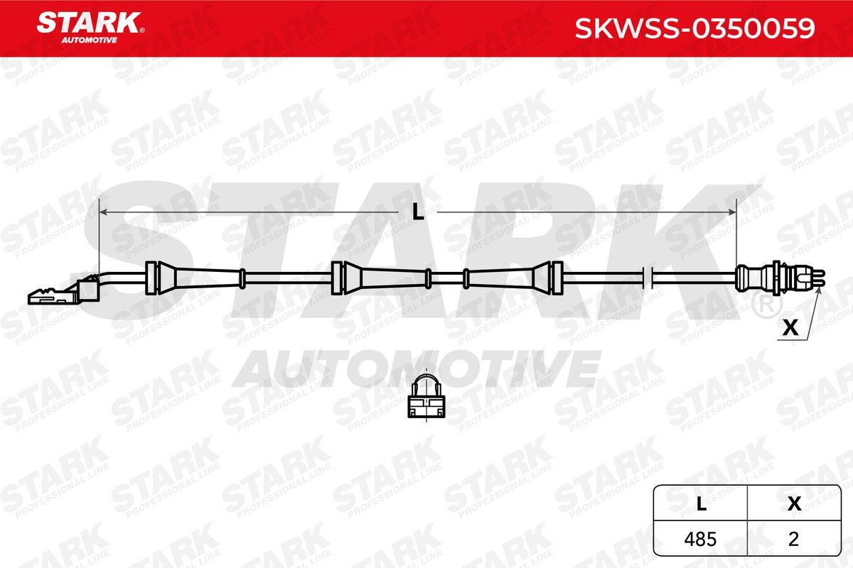 STARK SKWSS-0350059 ABS sensor Front axle both sides, Active sensor, 2-pin connector, 485mm, 560mm, black, round