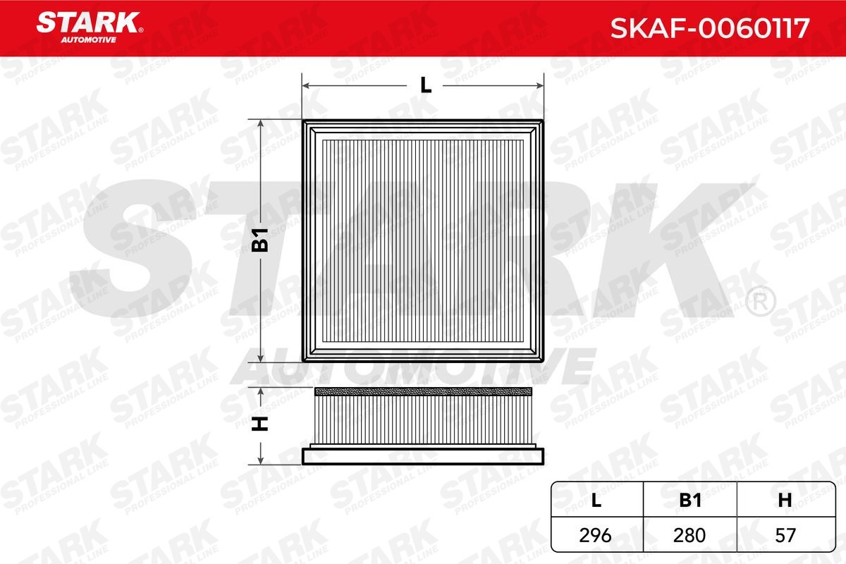 STARK SKAF-0060117 Air filter 57mm, rectangular, Filter Insert, Air Recirculation Filter, with pre-filter