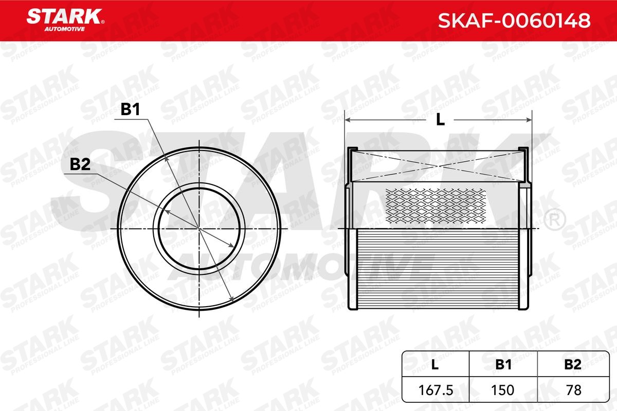 STARK SKAF-0060148 Engine filter 167,5mm, 150mm, round, Air Recirculation Filter, Filter Insert, Centrifuge
