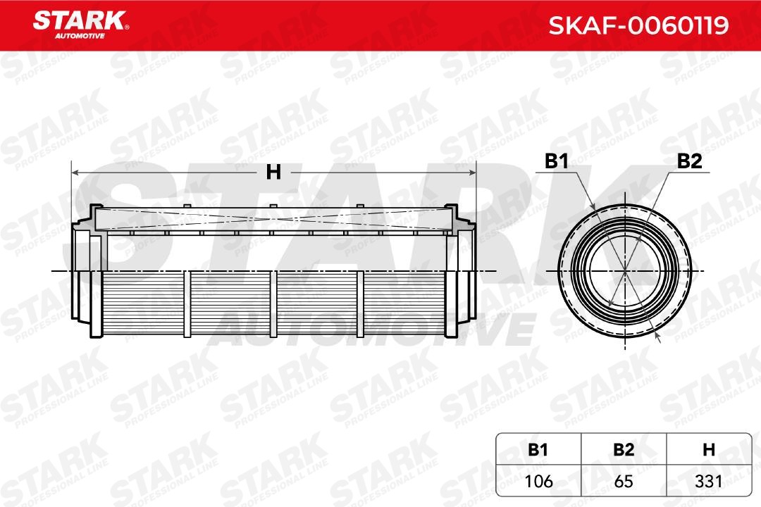 SKAF-0060119 Air filter SKAF-0060119 STARK 331mm, 106mm, round, Filter Insert, Air Recirculation Filter, Centrifuge