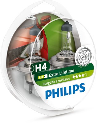 Gloeilamp, verstraler 36257228 PHILIPS LongLife EcoVision H4 12V 60/55W Halogeen