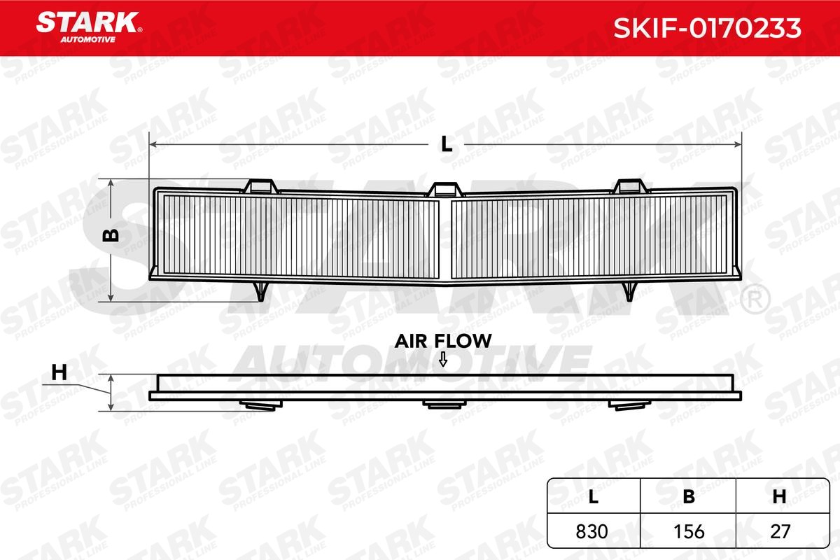 STARK Filter Insert, Particulate Filter x 156,0 mm x 27,0 mm Width: 156,0mm, Height: 27,0mm Cabin filter SKIF-0170233 buy