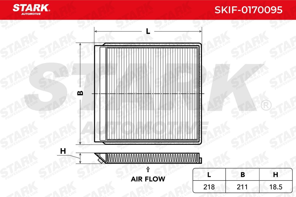 STARK SKIF-0170095 Air conditioner filter Particulate Filter, 213 mm x 199, 195,0 mm x 19,5 mm