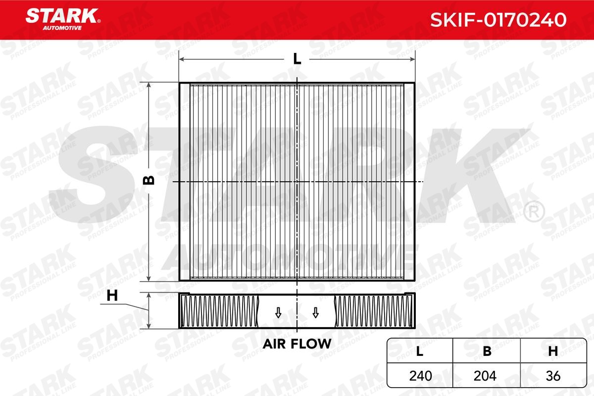 STARK SKIF-0170240 Pollen filter Particulate Filter, 240 mm x 204 mm x 36 mm