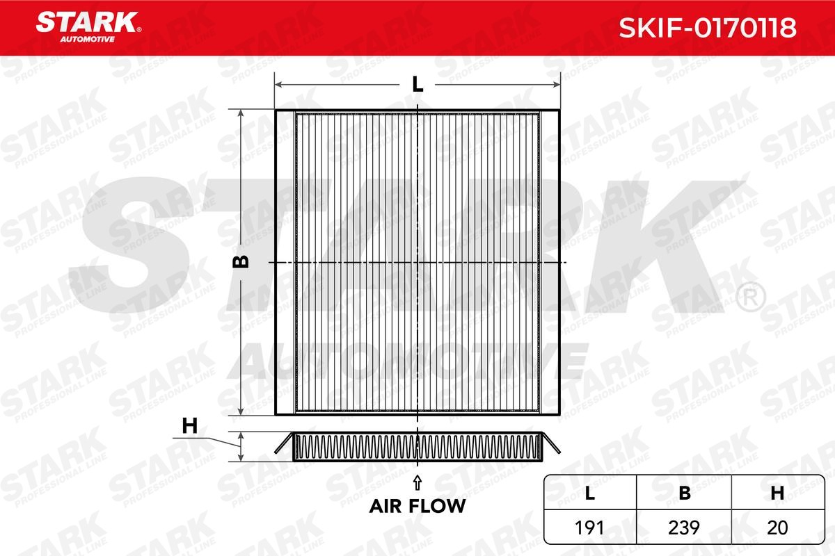 STARK SKIF-0170118 Pollen filter Pollen Filter, 191 mm x 239 mm x 20 mm