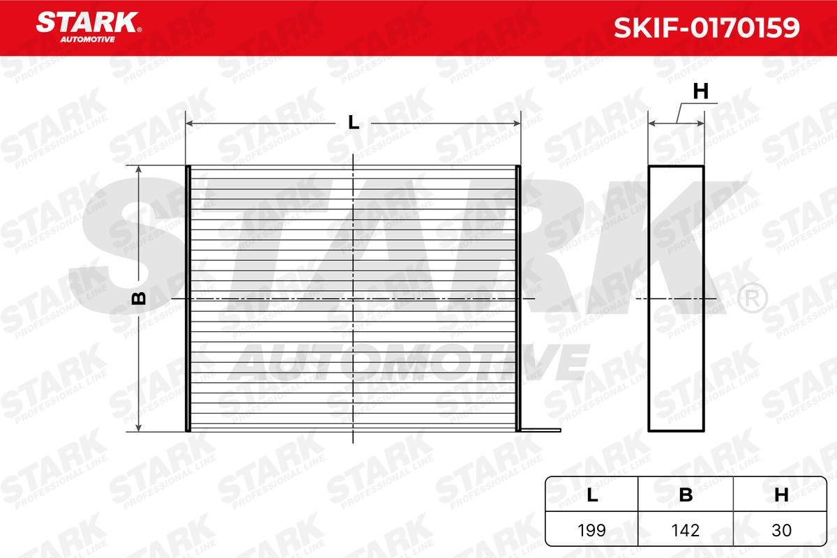 SKIF-0170159 Air con filter SKIF-0170159 STARK Pollen Filter, 199 mm x 142 mm x 30 mm