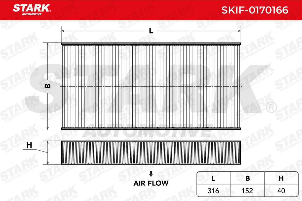 STARK SKIF-0170166 Pollen filter Particulate Filter, 316 mm x 152 mm x 40 mm