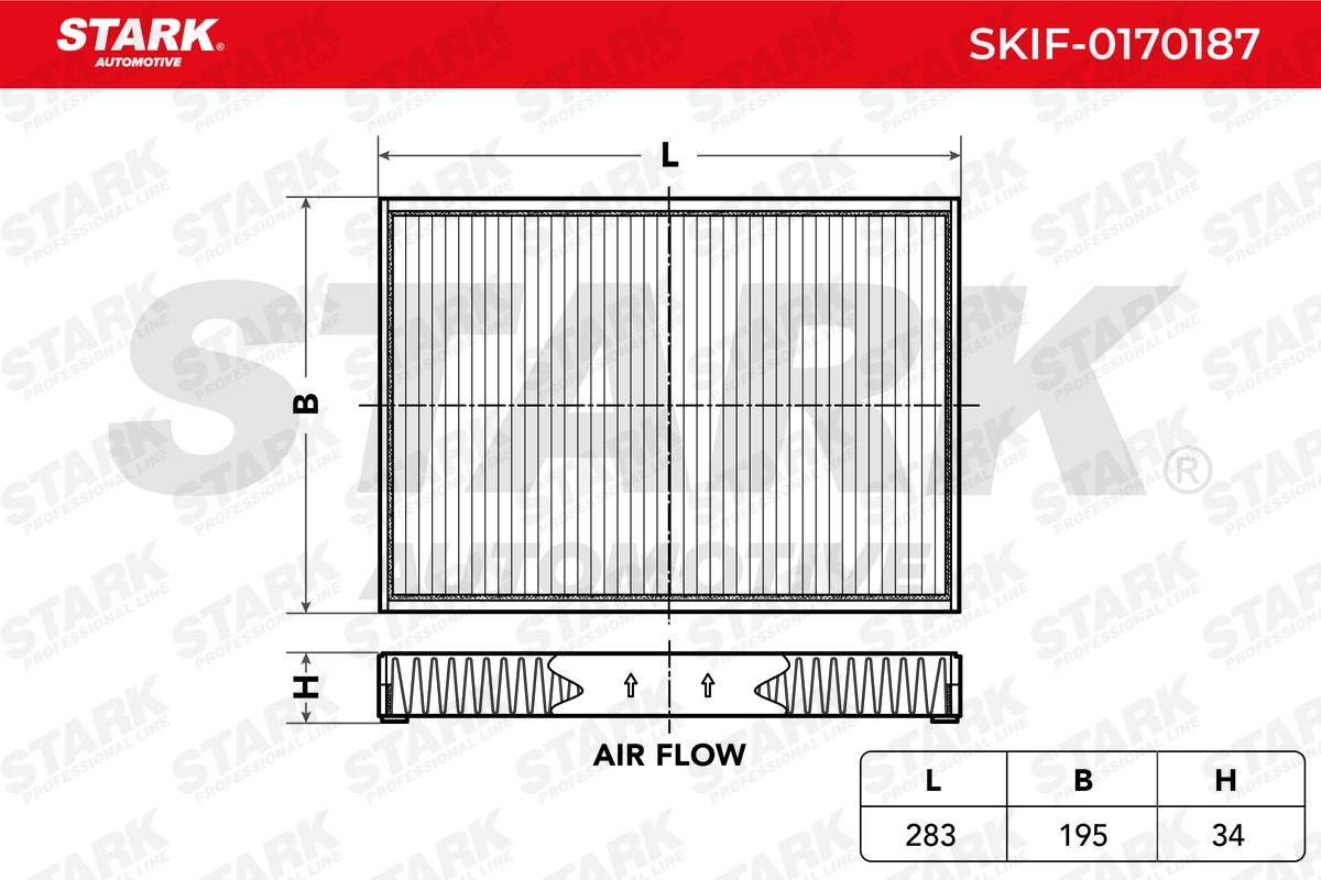 STARK SKIF-0170187 Pollen filter Activated Carbon Filter, 283 mm x 195 mm x 34 mm