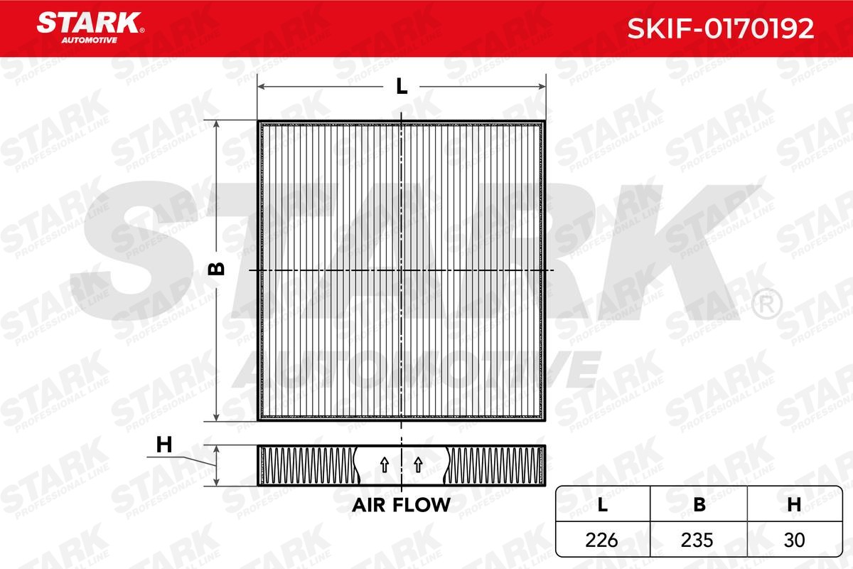 STARK Activated Carbon Filter, 226 mm x 235 mm x 30 mm Width: 235mm, Height: 30mm, Length: 226mm Cabin filter SKIF-0170192 buy