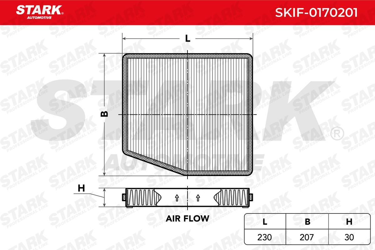 STARK SKIF-0170201 Pollen filter Activated Carbon Filter, 230 mm x 207,0 mm x 30 mm