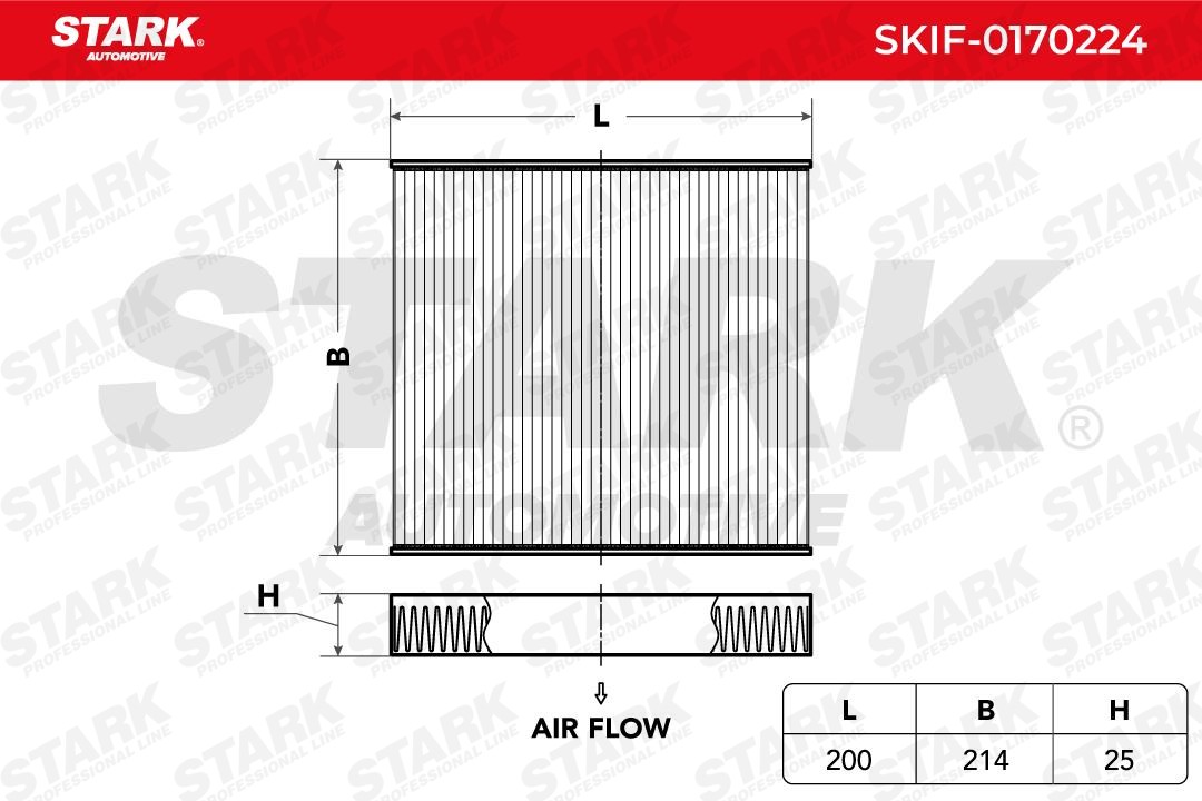 SKIF-0170224 Air con filter SKIF-0170224 STARK Activated Carbon Filter, 215 mm x 200 mm x 30 mm
