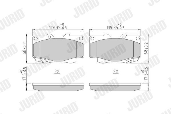 21679 JURID with acoustic wear warning, without accessories Height 1: 68mm, Height: 68mm, Width: 119,5mm, Thickness: 17mm Brake pads 572625J buy