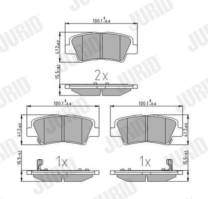 572629J JURID Brake pad set KIA with acoustic wear warning, without accessories