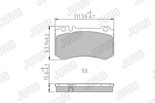 JURID 573302J Brake pad set not prepared for wear indicator, without accessories