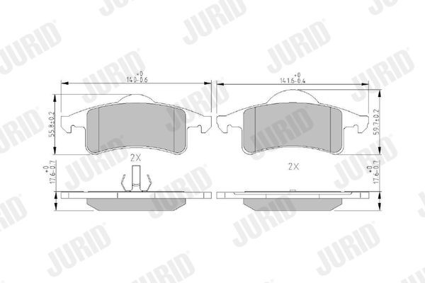 JURID 573374J Brake pad set not prepared for wear indicator, with piston clip, without accessories