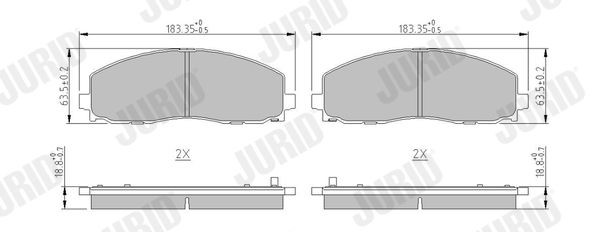 573411J JURID Brake pad set CHRYSLER with acoustic wear warning, without accessories