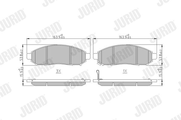 JURID 573431J Brake pad set with acoustic wear warning, without accessories
