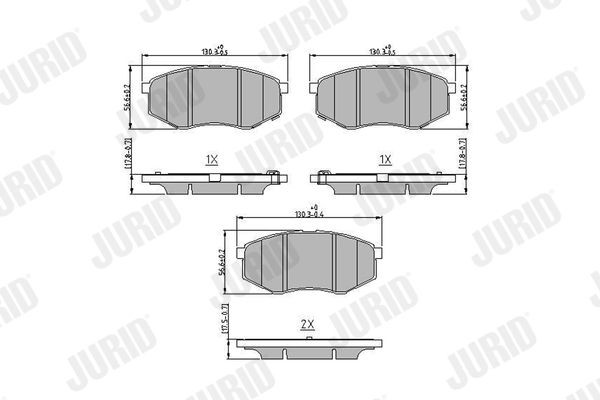 JURID 573454J Brake pad set with acoustic wear warning, without accessories