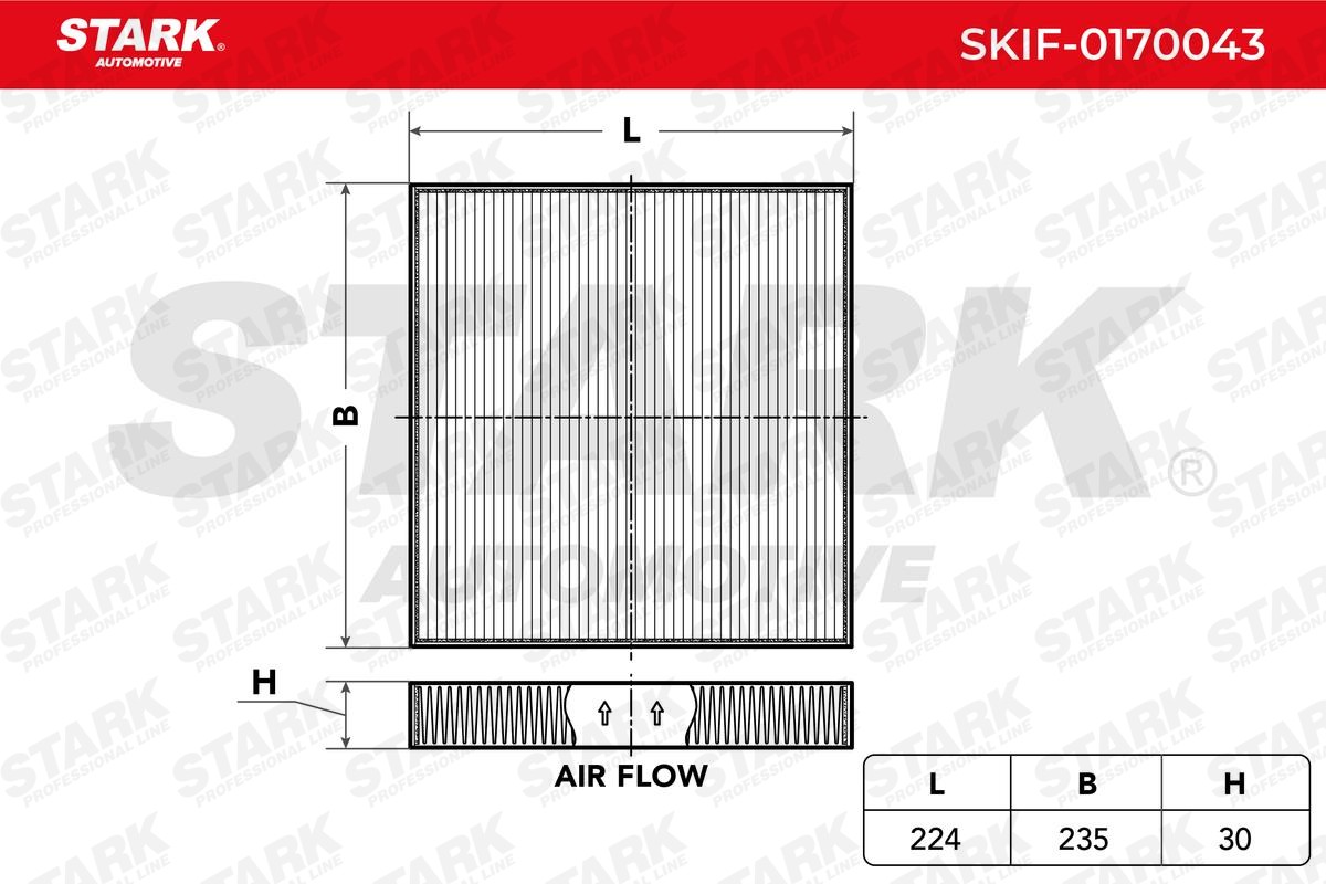 STARK SKIF-0170043 Pollen filter Particulate Filter, 224 mm x 235 mm x 30 mm