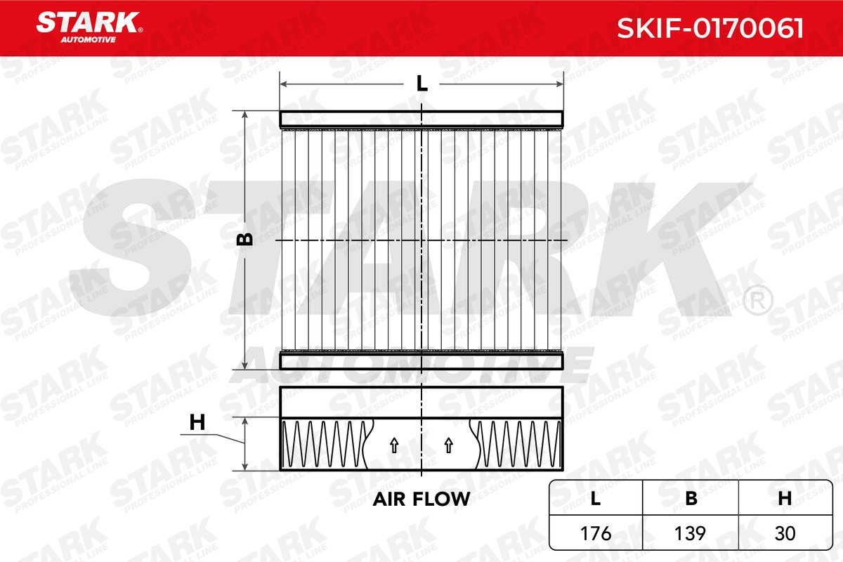 SKIF-0170061 STARK Pollen filter ALFA ROMEO Activated Carbon Filter, 176 mm x 139 mm x 30 mm