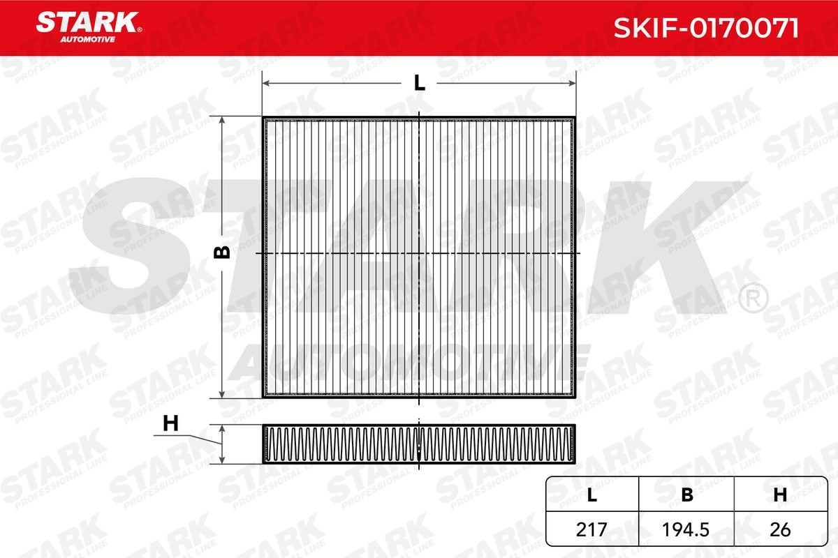 STARK SKIF-0170071 Pollen filter Particulate Filter, 217 mm x 195 mm x 26 mm
