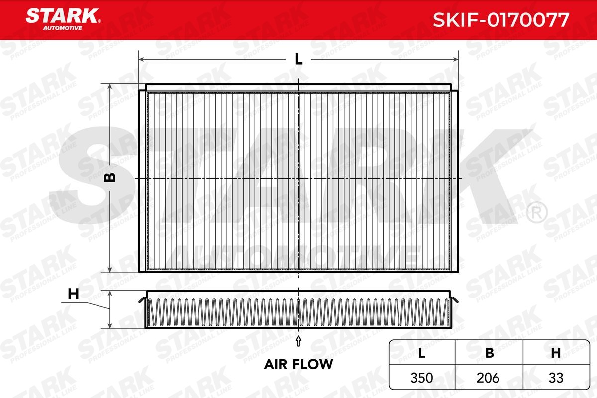 STARK SKIF-0170077 Air conditioner filter Activated Carbon Filter, 350 mm x 206 mm x 33 mm