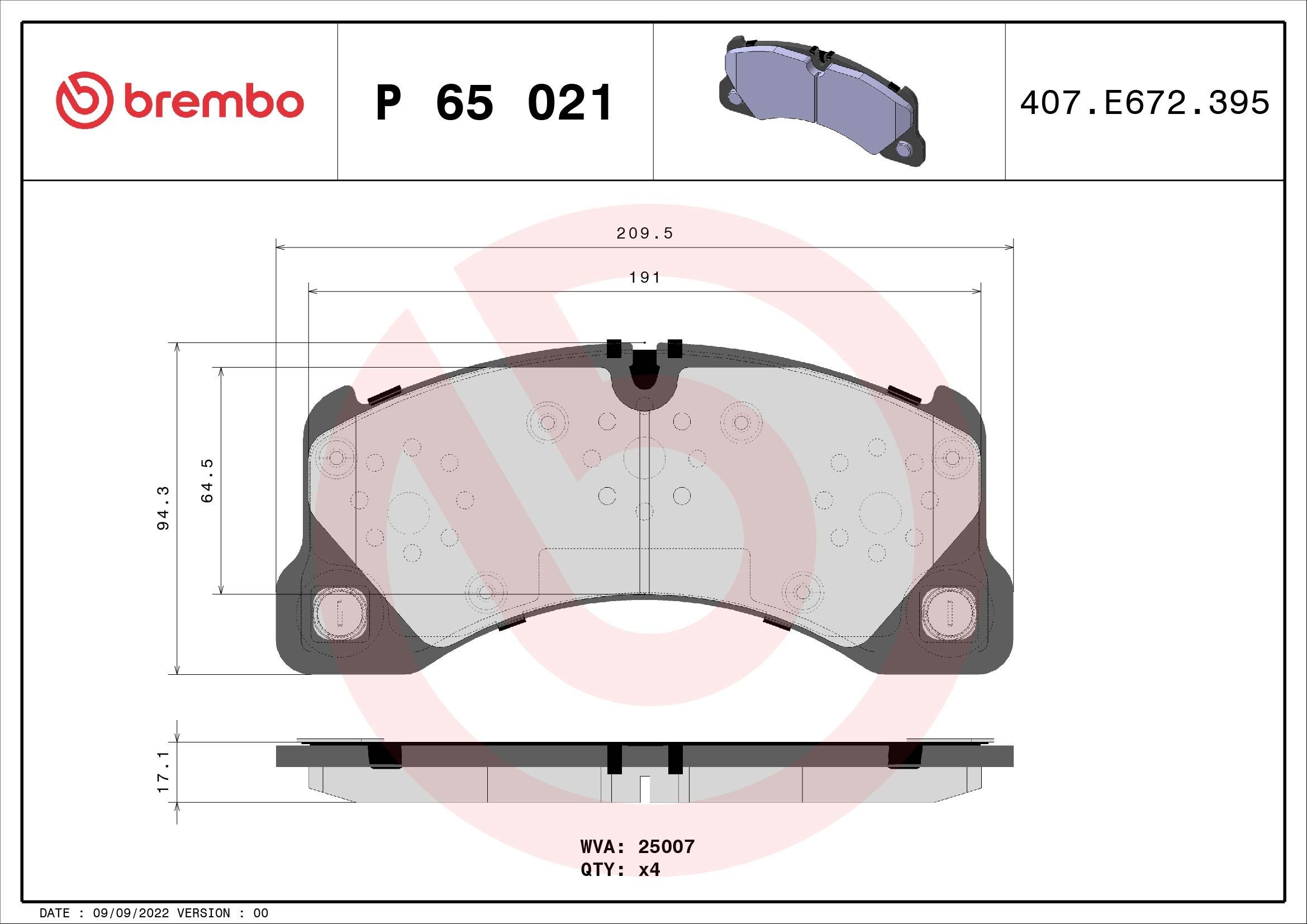 P 65 021 Bremsklötze BREMBO - Markenprodukte billig