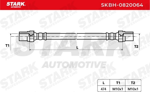 SKBH-0820064 Flexible brake pipe SKBH-0820064 STARK Front axle both sides, Rear Axle both sides, 494 mm