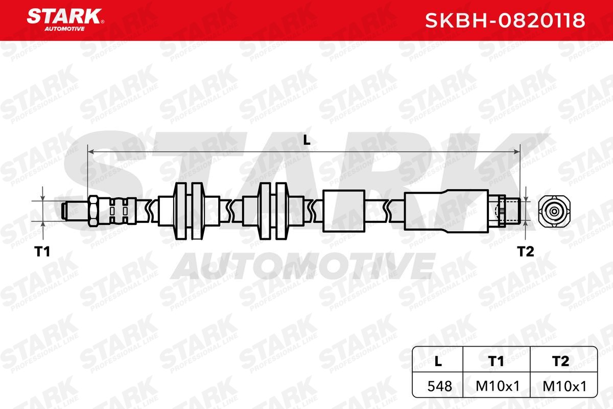 STARK SKBH-0820118 Brake hose Front Axle, 548 mm, M10x1, External Thread, Internal Thread