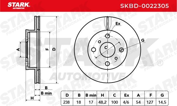 STARK Brake rotors SKBD-0022305 for TOYOTA COROLLA